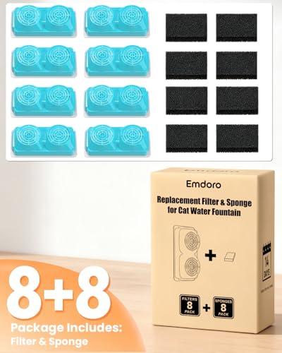 Image of Official 8-Pack Replacement Filters and Sponges (4 Months Set) for 3.2L /108oz Stainless Steel Cat Water Fountain