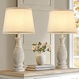 EJIAXIN Table Lamps Set of 2-21.6' Resin Farmhouse Bedside Lamps for Bedroom Living Room, Rustic Nightstand...