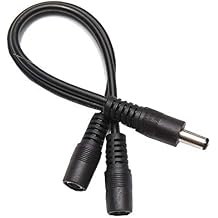 OMNIHIL DC Barrel Plug Splitter 2.1mm x 5.5mm, 1 Male Plug to 2 Female Jack