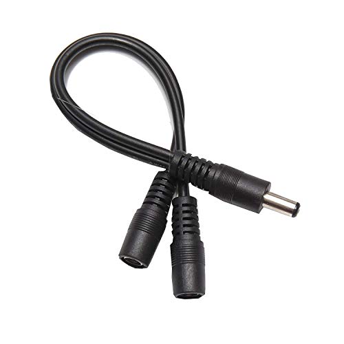 OMNIHIL DC Barrel Plug Splitter 2.1mm x 5.5mm, 1 Male Plug to 2 Female Jack