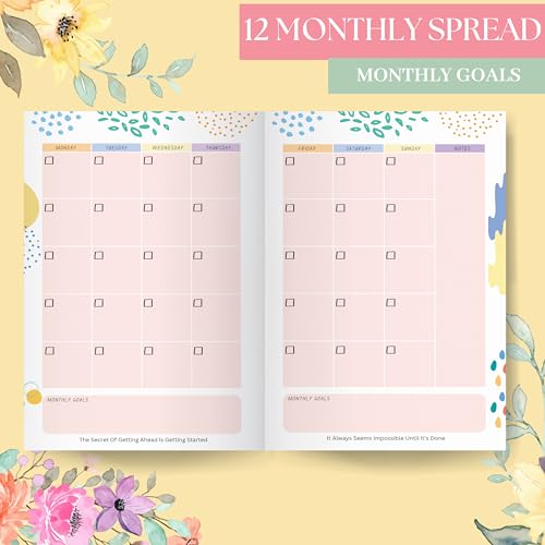 Image of LAURET BLANC 12Months Undated Planner, 12 Monthly Spreads, 52 Weekly Spreads, Habit Tracker, Utility Pages, Paperback (Be The Energy You Want To Attract)