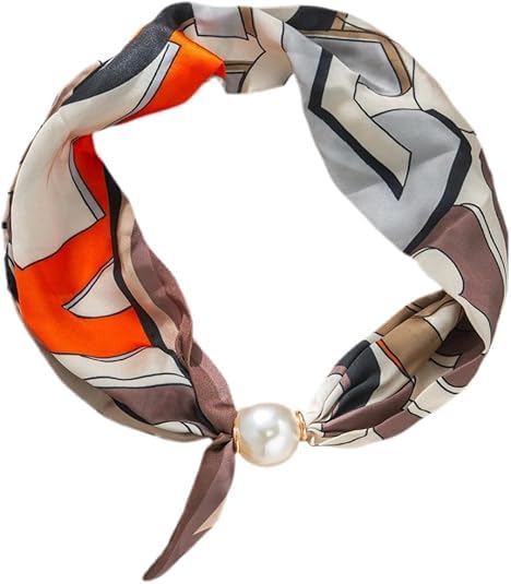 Schal Halskette mit Perle Anhänger, Magnetischer Schal, mit Blauem Blumenmuster, Modeaccessoires für Damen, für den Alltag, Bälle, Formelle Anlässe, Geschenke