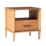 Walker Edison Modern 1-Drawer Nightstand, 20 Inch, Caramel 20-Inch
