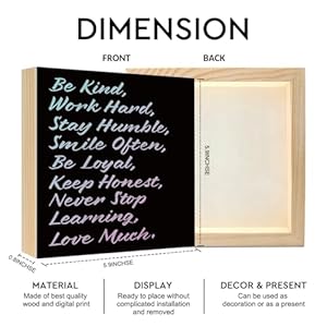 Be Kind Be Yourself Work Hard Stay Humble Smile Often 6×6 Inch Encouragement Wood Box Signs Funny Home Office Shelf Wooden Plaque Desk Decor Appreciation Gifts for Coworkers Friend Family