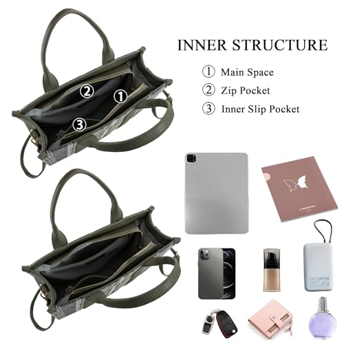 Bolso Tote a cuadros para mujer con asa superior miniatura 5