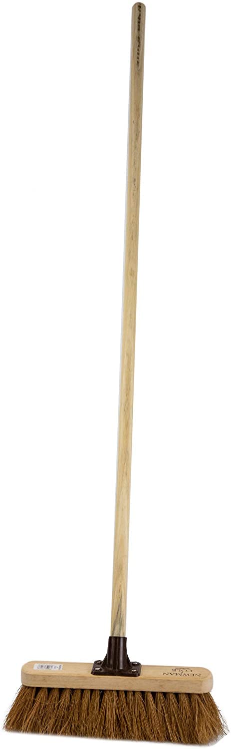 Newman And Cole Beige Newman & Cole Sweeping Brush Soft Indoor Or Outdoor Broom With Natural Coco Bristle Fitted With Wooden Handle (Unassembled, Pack Of 2)