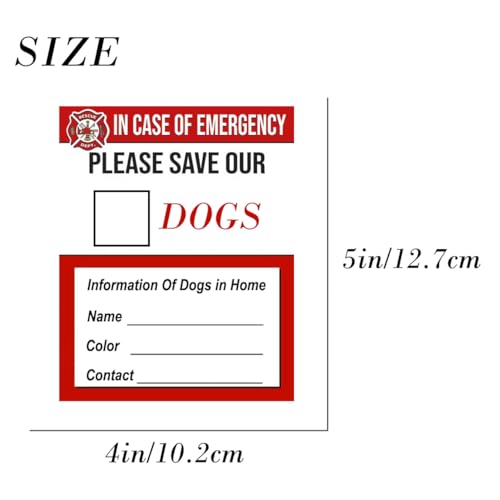 Image of Emergency Pet Rescue Stickers - in Case of Emergency Save My Dog - Fire Safety Alert Window Decals for Home or Car - 4 Pack - Weatherproof Durable Vinyl