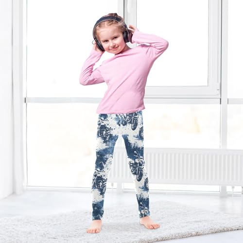 Boccsty Blue Motorcycles Pattern Girls Leggings Kids Yoga Pants Dance Active Tights 4T4