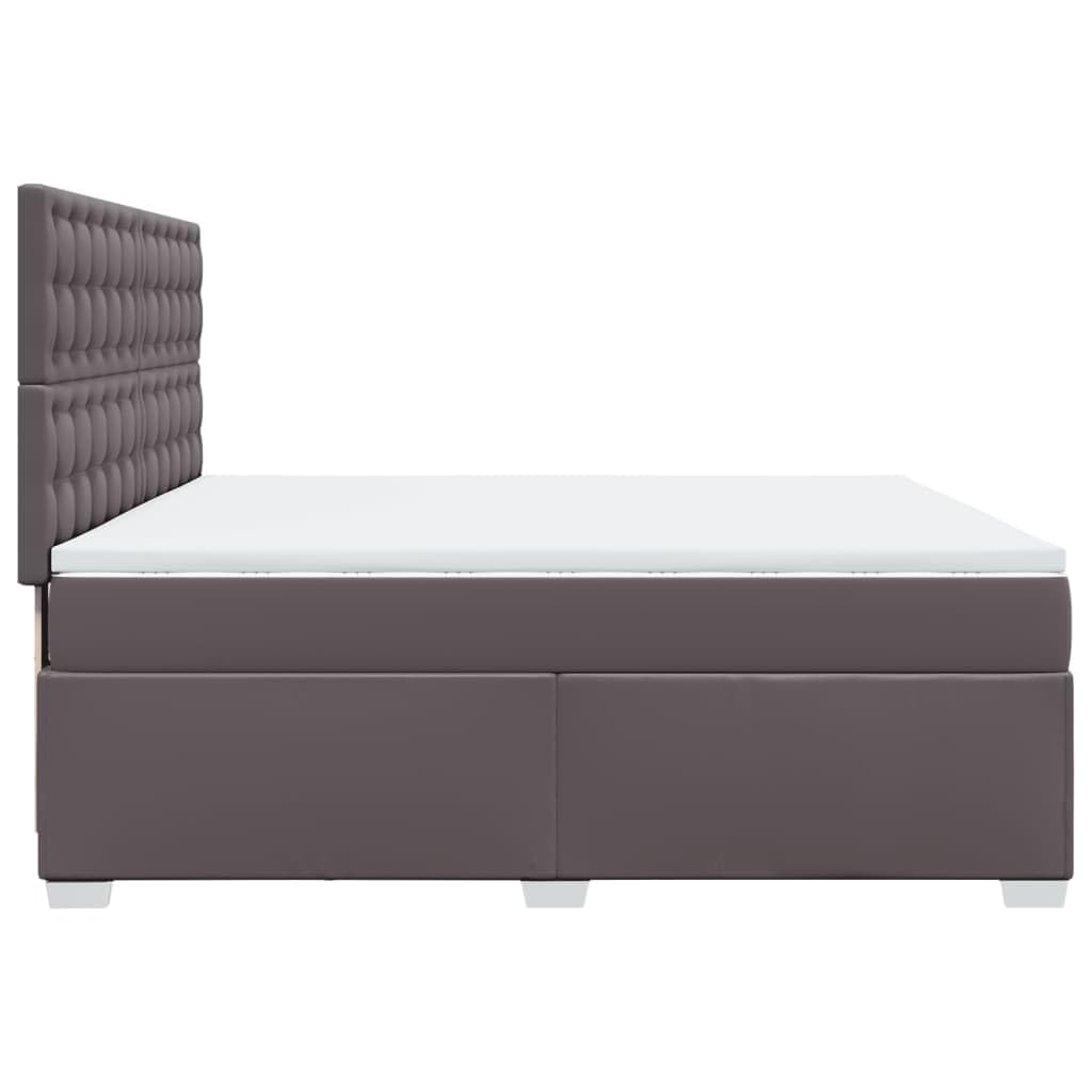 Cama Box Spring con colchón Estructura Cama Bed Frame Cama con colchon somier Mueble Cama Cuero sintético Gris 200x200 cm - 3290738