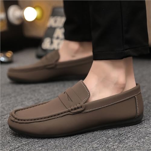Mens Loafers Shoe Round Toe Vegan Leather Loafer Shoe Flexible Lightweight Anti-Slip Walking Slip On3