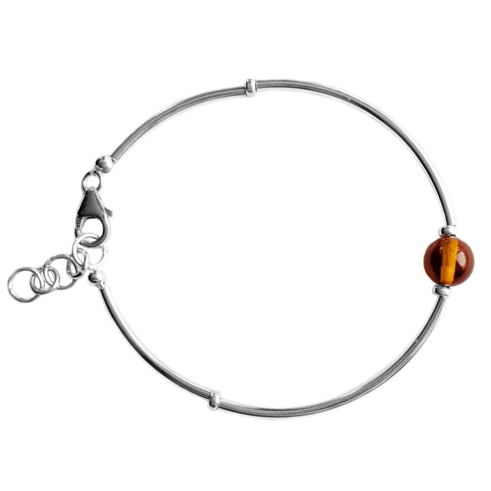 Armband Sterling-Silber 925 Baltischer Bernstein, Länge 17 cm, 19,5 cm