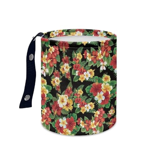 Image of Tropical Flower Hanging Portable Car Trash Can Waste Basket Car Accessories Interior Collapsible Accessories Garbage Bag Small Trash Can