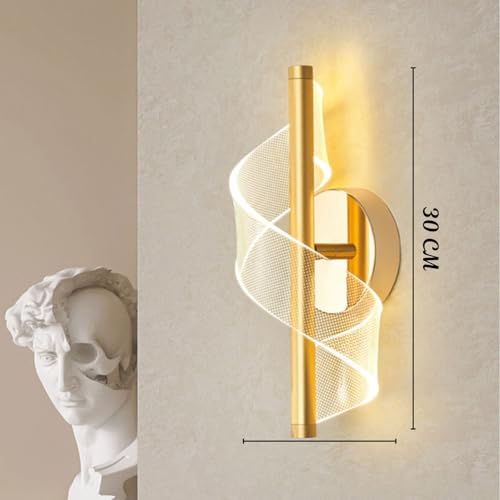 Image of One94Store Cross Border Minimalist Modern LED Wall Lamp (Gold) | Nordic Style Creative Bedside Light | Ultra Bright 3 Color Modes for Bedroom, Living Room & Aisle Background Wall Fixture