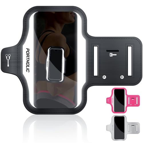 PORTHOLIC 2025 Running Armband Water Resistant Sports Phone Holder Case with Extension Strap, Key Card Slot Up to 6.9' Phone for iPhone 17/16/15/14/13 Plus Air Pro Max XR/XS, Galaxy S25/24/S10