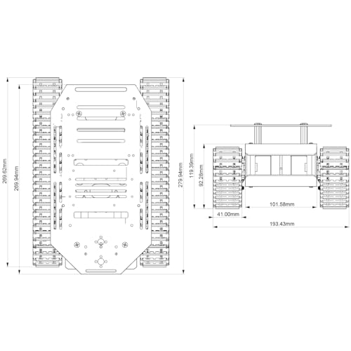 Image of Robot Tracked Tank Car Chassis with Encoder DC Motor, Suspension Shock Absorption Chassis Car Double Layer Full-Metal Robotic Moving Platform Track for Arduion RPi Jetson DIY Maker Smart Robot Car