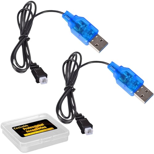 Cecicebb 2 Pack 3.7V USB Charger Cable with 1.25-2P Plug for Cheerson CX-10 Mini Quadcopter Estes Proto X Syncro X Quadcopter RC Drone Battery Charger,Not for Drone