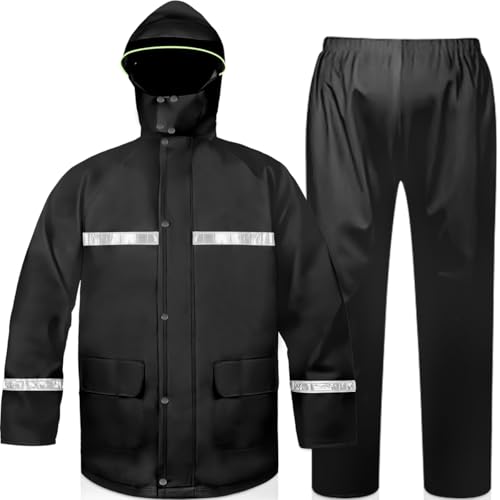 Rain Suit for Men & Women, Heavy Duty Rain Suits, Breathable Waterproof Rain Gear, Rain Coats Eye-Catching Reflective Strip