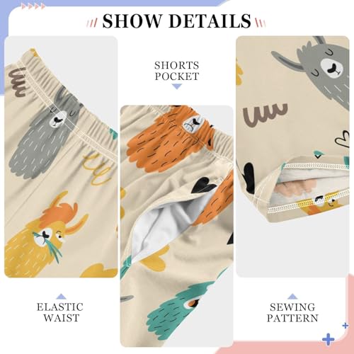 Colorful Llama Rainbow Boys Long Pants Soft Trousers Elastic Waist Kids Lounge Bottoms with Pockets S-XL4