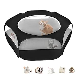 XIRGS-Small-Animal-Playpen-Waterproof-Pet-Cage-Tent-Portable-Outdoor-Exercise-Yard-Fence-with-Top-Cover-Anti-Escape-for-KittenCatRabbitsBunnyHamsterGuinea-PigChinchillas