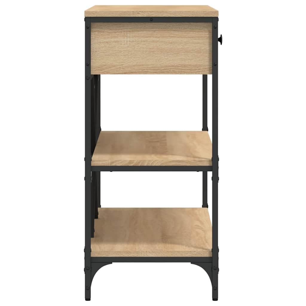 vidaXL Table Console avec Tiroirs et Étagères, Bout de Canapé avec Rangement, Table d'Appoint, Meuble de Salon Entrée, Moderne, Chêne Sonoma