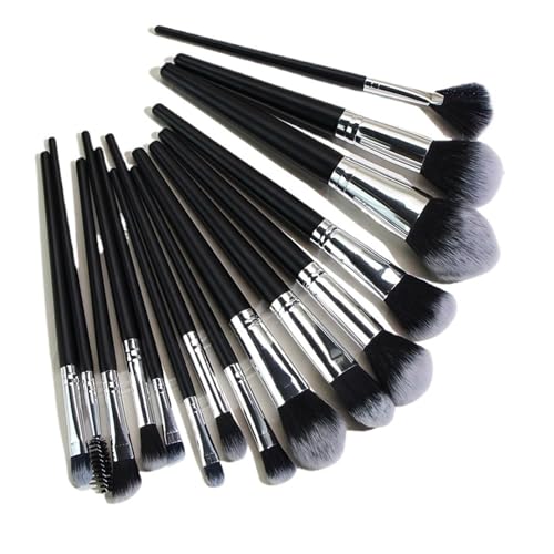 15 black makeup brush sets, complete set of conical tail brushes, beauty tools image 3