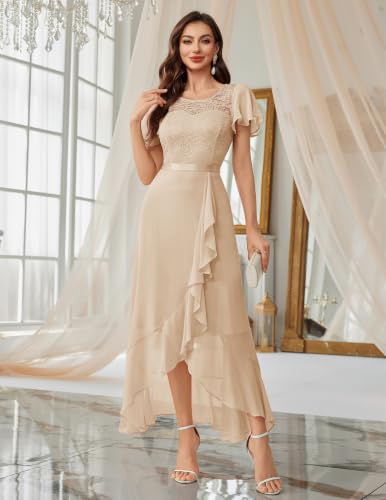 Image of BeryLove Formal Dresses for Women 2026 Wedding Guest with Slit Cocktail Elegant Lace Long Prom Dress