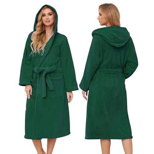 Image of PJGGZ Hooded Bathrobes for Women, Soft Long Towel Robes for Women - Quick Dry yet Warm