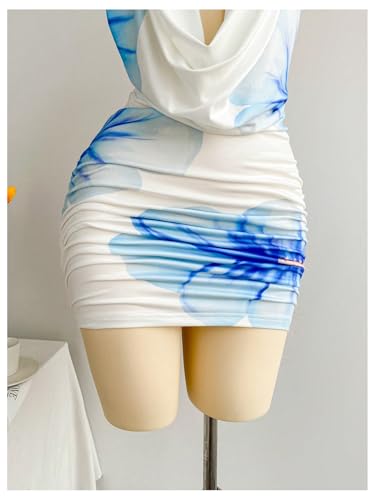 Image of SweatyRocks Women's Club Halter Cowl Neck Dress Draped Going Out Open Back Cocktail Mini Dresses Party Clubwear