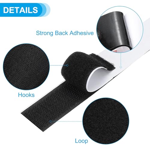 Image of WGLILO 0.75 Inch x 82 Feet Hook and Loop Strips with Adhesive, Double Sided Nylon Self Adhesive Tape for Home Office School and Crafting, Prevent Sofa Cushions, Mats, Mattresses from Sliding, Black
