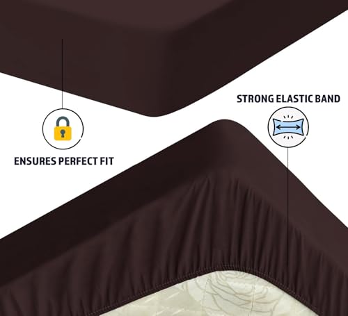 Image of Cotton Feel Terry 72x75 inch Ultra Soft Waterproof Mattress Protector King Size | Breathable Hypoallergenic Mattress Cover for King Size Bed (Brown)