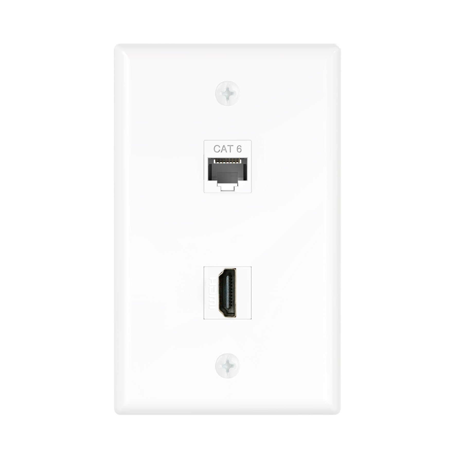 Plaque murale Cat6 et HDMI Tecmojo double port femelle couleur blanc