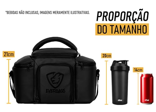 Bolsa Térmica Porta Marmita Fitness Top Black Luxo Academia Dieta