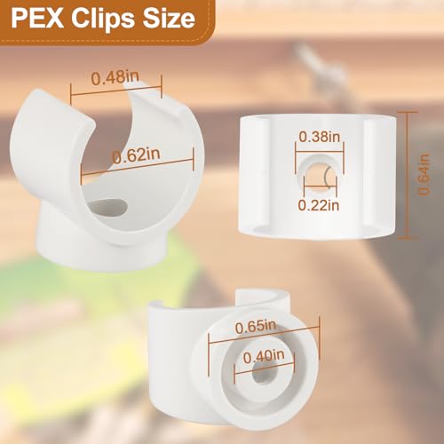 PEX Pipe Clamp Clip, 50Pcs 1/2 Inch PEX Clamp For PVC Water Pipes & Tubing Hoses Hangers Clips Holder Support Bracket Socket, White Plastic U Pipe Clamp Tools - Thumbnail 2