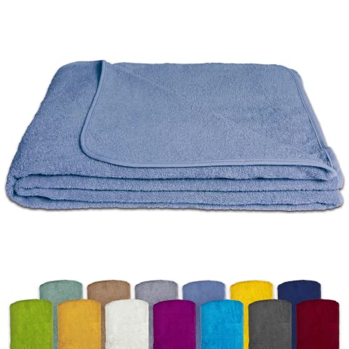 KiGATEX Frottee-Decke aus 100% Baumwolle - Sommer-Decke, Tagesdecke, Bettdecke, Strandtuch - Waschbar - Öko-Tex Zertifiziert - 150x200 cm - Blau