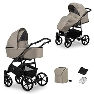 KUNERT Kinderwagen MATA 2in1 Sportwagen Babywagen Komplettset Kinder Wagen Set 2 in 1 (2in1, mocca + schwarzer Rahmen)