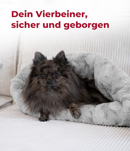HS-Hundebett® Schlupfsack Cord-Exklusiv – Vielseitige Kuschelhöhle für Hunde und Katzen – Waschbar – Made in DE (Grün/Hellgrau, 60x75cm)