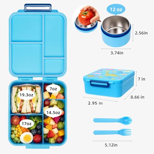 Image of Kids Lunch Box with 12oz Insulated Food Jar, Leak-Proof Bento Box for Kids