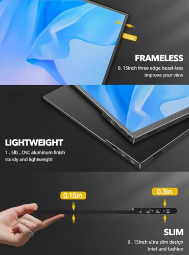 Image of UPERFECT True 4K Portable Monitor QLED, 15.6 inch 600 Nits Laptop Monitor, 100% AdobeRGB, UHD 3840x2400 USB-C & MINI HDMI w /Smart Case, HDR FreeSync Eye Care, Travel Screen for Computer, PC, Game Consoles