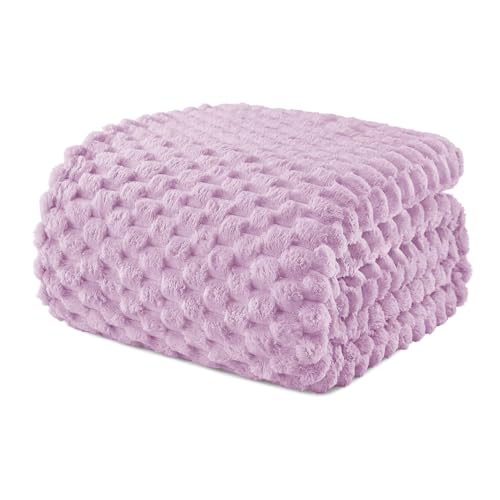 Exclusivo Mezcla Plaid Couverture Polaire 220 x 240 cm, Plaid Jeté de Canapé, Couverture pour Le lit léger Douillet et Moelleux pour Toute la Saison, Lilas...