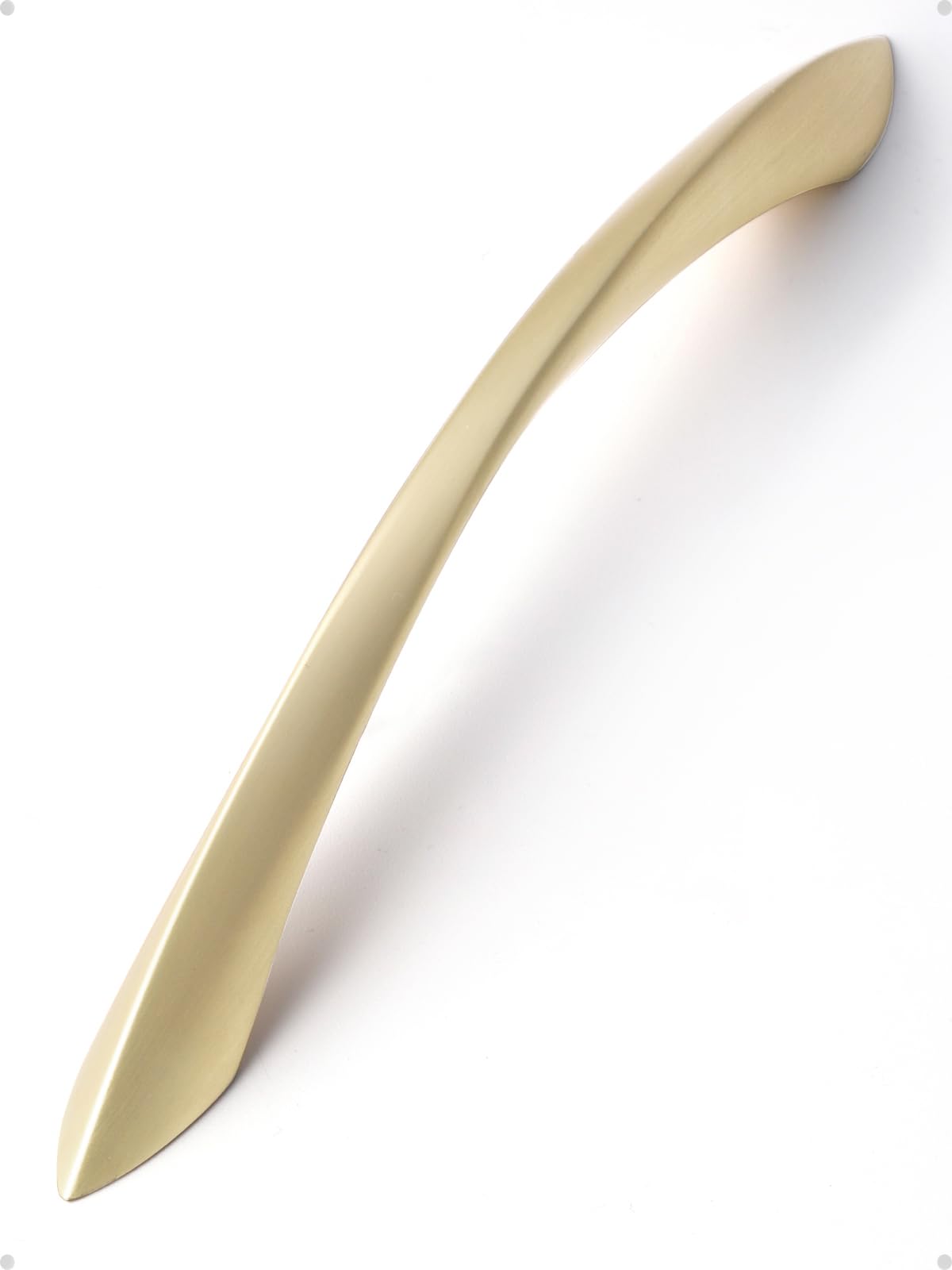 Brushed Gold Cabinet Pulls 6.3 Inch Arch Twisted Brass Handles Drawer Kitchen Cupboard Bathroom Dresser Cabinet Hardware Zinc Alloy 10 Pack