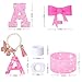 6PCS Pink Stanley Cup Accessories Set, Initials Decorations for Stanley Cup 30oz 40oz, Includes Bow Straw Topper, Handle Charm, Letter Sticker, Silicone Boot, Spill Proof Stopper (Letter A)