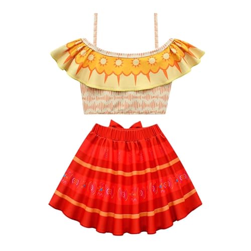 Image of 2PCS Girls Princess Swimsuit Two Piece Toddler Bikini Set Ruffle Bathing Suit Swim Wear Dress Up, 4-5T, Eorange