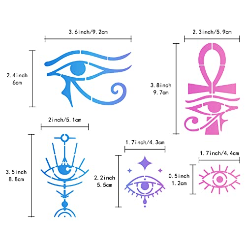 GORGECRAFT 6.3 Inch Evil Eyes Metal Stencil Egyptian Symbol Wood Burning Stencil Reusable Hieroglyphics Journal Stencils Eye of Horus Template Stainless Steel Stencils for DIY Painting Engraving - Image 3
