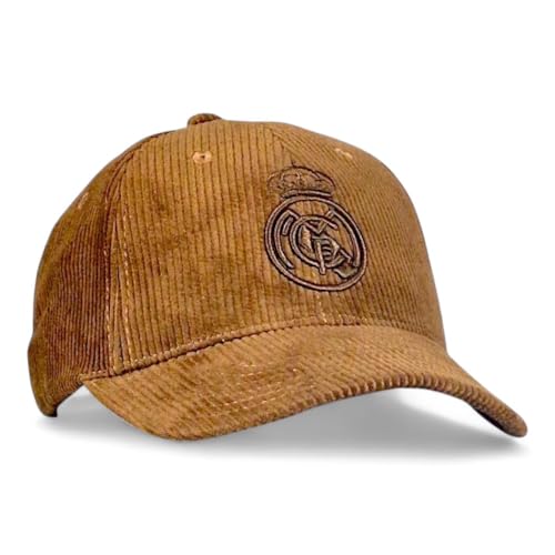 Real Madrid - Casquette Ajustable en Velours côtelé Marron - Licence Officielle - Taille Adulte