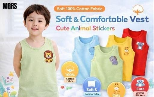 Kids Cotton Vest Sleeveles Innerwear Set for Boys Girls| Comfortable, Breathable, Lightweight, Skin Friendly 1