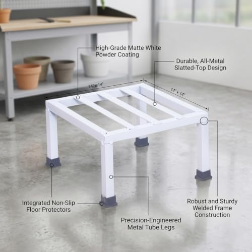Image of Premium Strong Flower Pot / Gamla Square Stand For indoor and Outdoor Plants | Square Shape Thick and Strong Leg For Garden, Balcony, White - Set of 1