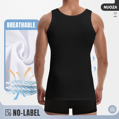 NUOZA Camiseta de Tirantes para Hombre Pack de 3 de Algodón 100% Interior-Negro,XXL