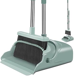 kelamayi Broom and Dustpan Set for Home,Broom and Dustpan Set, Broom Dustpan Set, Broom and Dustpan Combo for Office, Stand Up Broom and Dustpan (Green)