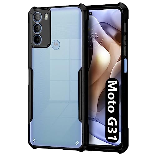 Image of Fashionury Crystal Clear Back Cover Case for Motorola G31 | 360 Degree Protection | Transparent Back Cover Case for Motorola G31 Black Bumper