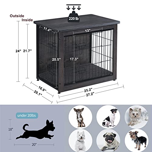 DWANTON Dog Crate Furniture with Cushion, Wooden Dog Crate with Double Doors, Dog Furniture, Indoor Dog Kennel, End… - Image 8